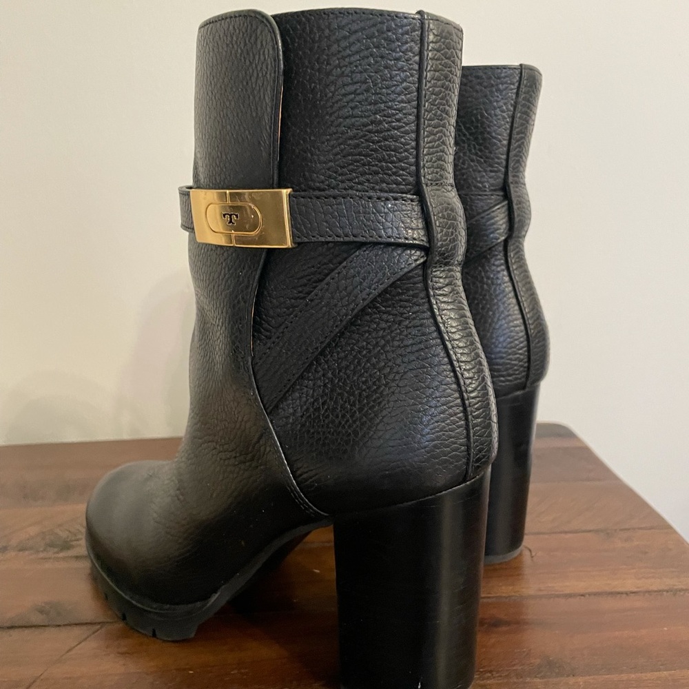 Tory Burch mid-heel leather ankle boots size 8 US Women’s Black Ankle Boots - Picture 5 of 8